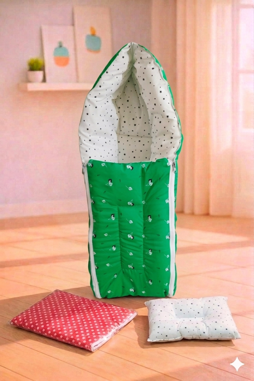 বেবি সেফটি বেড পান্না সবুজ (Emerald Green) ( সাথে আছে বালিশ ও ইউরিন ম্যাট )